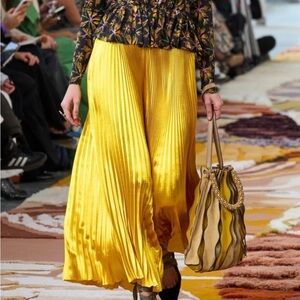 Ulla Johnson Rami Pleated Satin Maxi Skirt Sunsprite